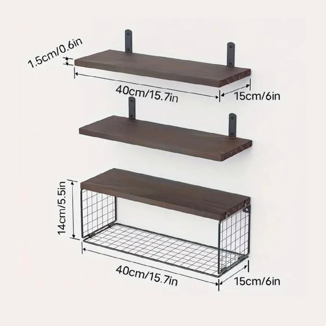 Repisas Flotantes de Madera x 3