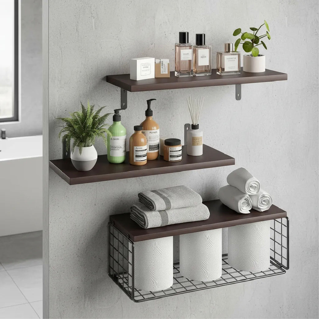 Repisas Flotantes de Madera x 3