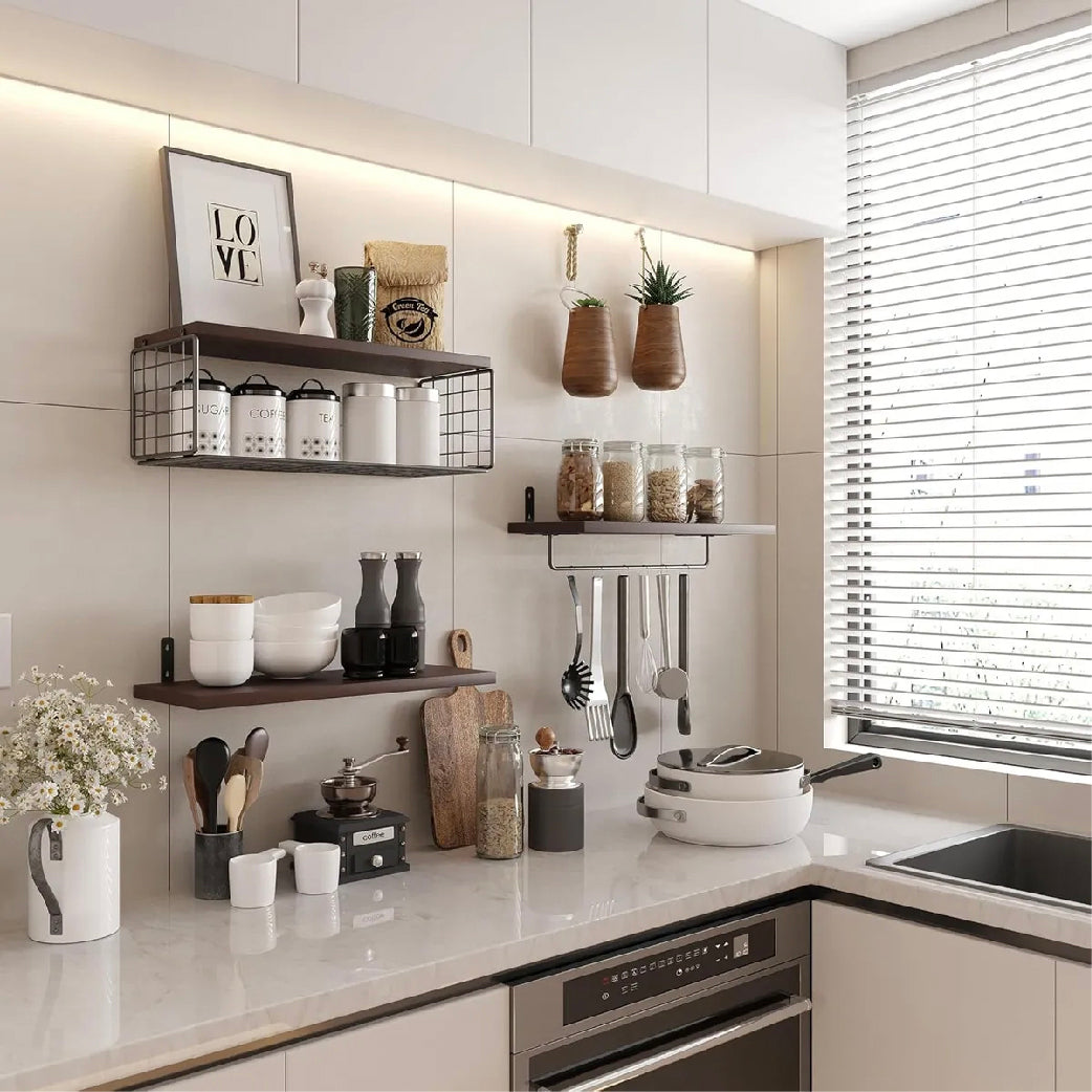 Repisas Flotantes de Madera x 3