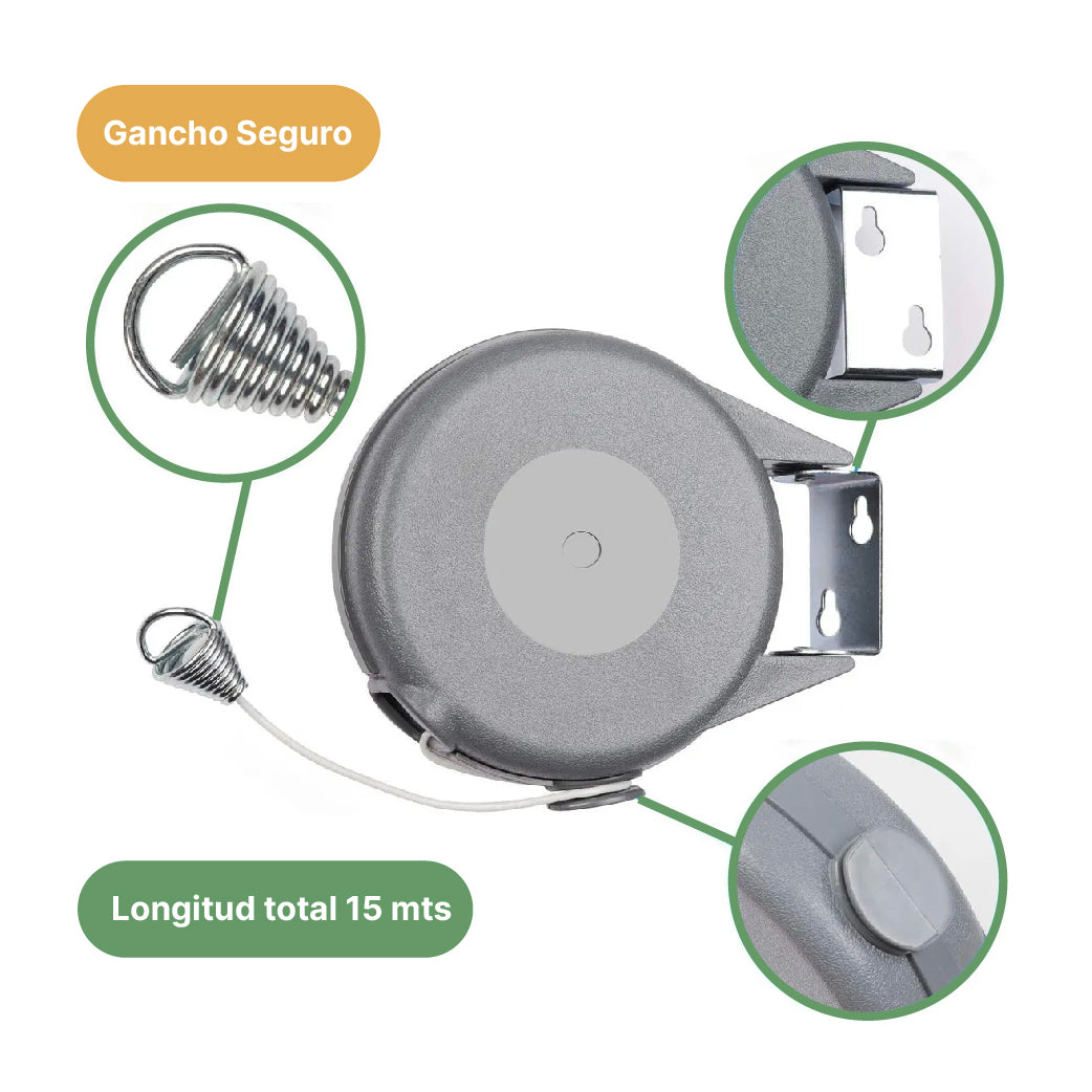 Tendedero Retractil 12 mts